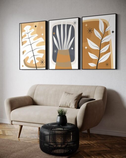 Modern Orange Harmony – Printed Canvas Set