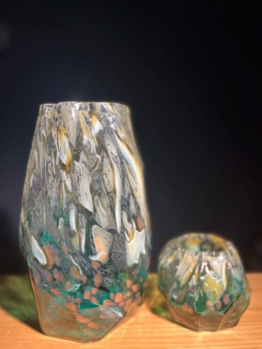 Transparent Turquoise vase set(2pcs)