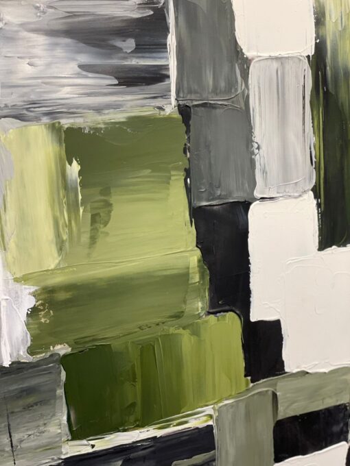 Verdant Geometric Harmony – Modern Abstract Canvas Art 120*80cm - Image 2