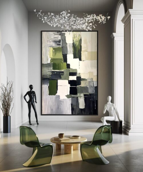 Verdant Geometric Harmony – Modern Abstract art 120*80