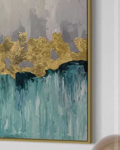 Golden Horizon Serenity – Modern Abstract Wall Art 150*80cm - Image 2