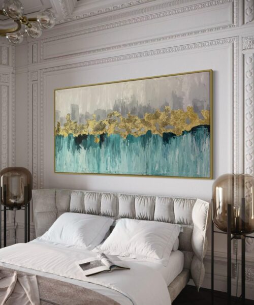 Golden Horizon Serenity – Modern Abstract Wall Art 150*80cm