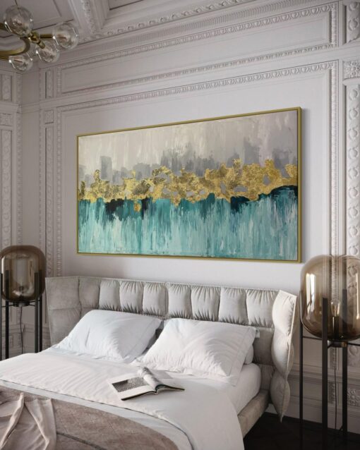 Golden Horizon Serenity – Modern Abstract Wall Art 150*80cm