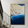 Coastal Gold Serenity – Ocean-Inspired Abstract Wall Art 120*80cm