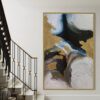 Golden Azure Flow – Abstract Fluid Wall Art 100*150cm