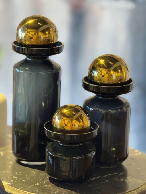 Black and Gold Decorative Vase Set 3pcs - Image 2