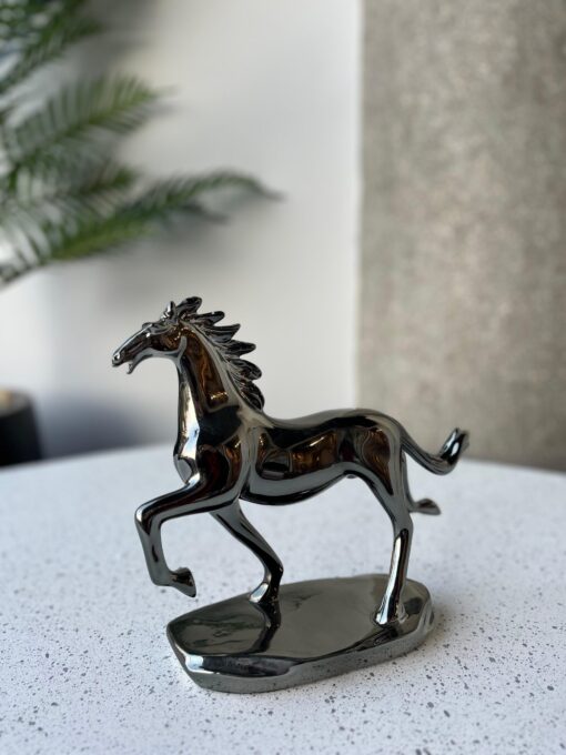 Sleek Black Stallion Sculpture