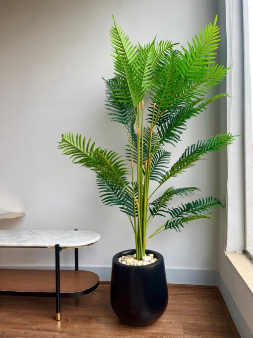 Lush Paradise Artificial Palm Tree in Black Planter