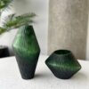 Emerald Essence Textured Glass Vase Set 2pcs