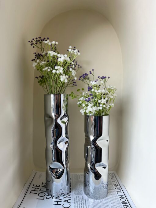 Ripple Chrome Vase Set