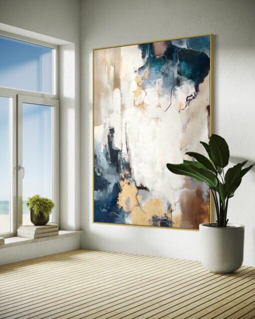 Coastal Mist: Abstract Horizon - Printed Canvas - Image 2