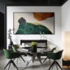 Verdant Line: Earthy Abstract Flow - Printed Canvas