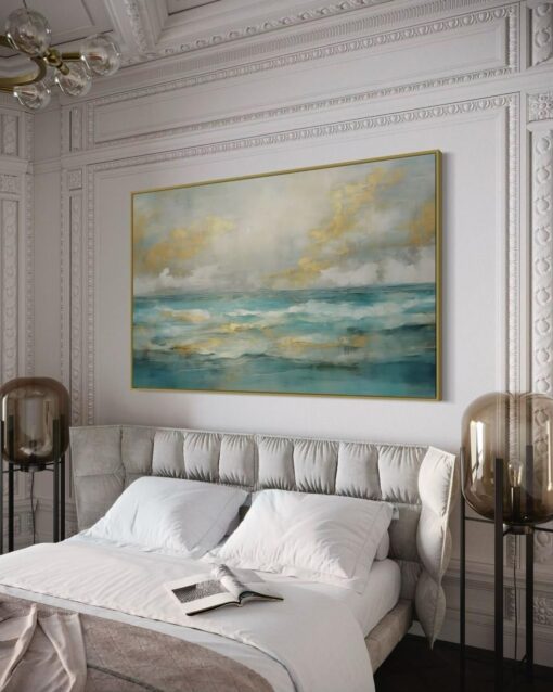 Golden Horizon: Tranquil Ocean View - Printed Canvas - Image 2