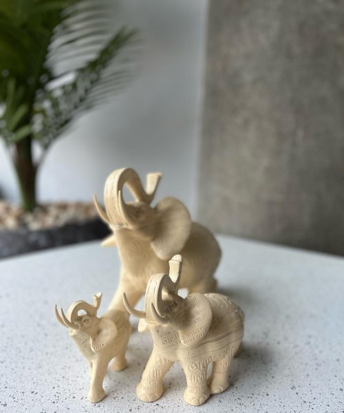Regal Harmony: Beige Elephant Trio Set(3P)