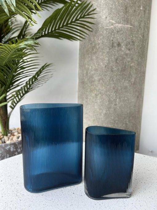 Midnight Ripple Glass Vases Set(2P)