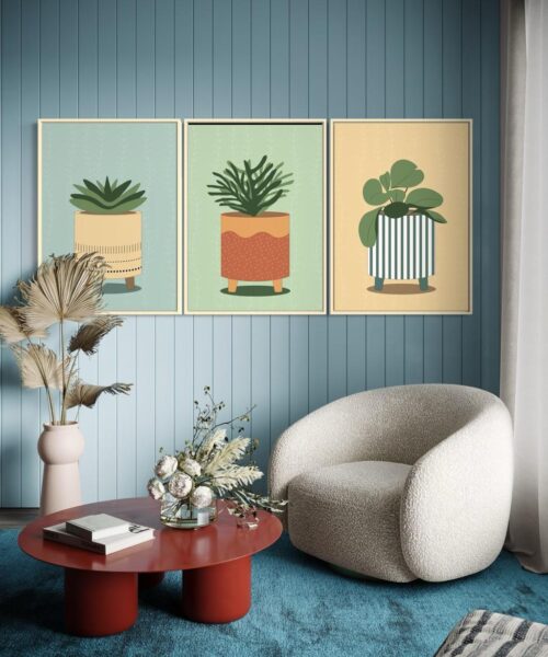 Botanical Breeze: Plant Glass Frames Trio