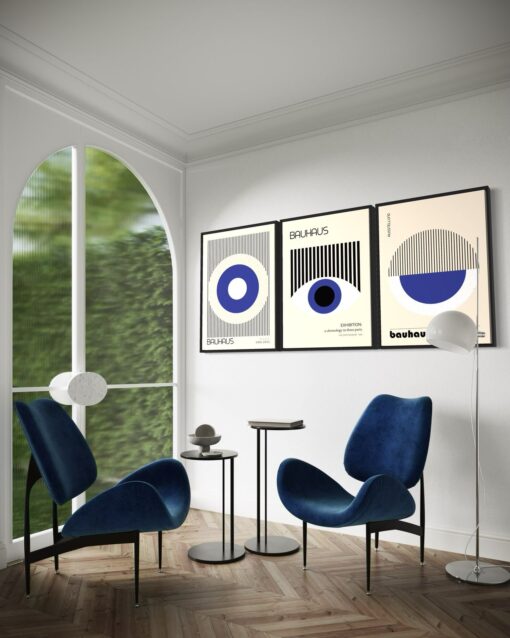 Bauhaus Vision: Blue Glass Frames Trio - Image 2