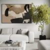 Monochrome Motion: Neutral Abstract Brushstrokes - Printed Canvas