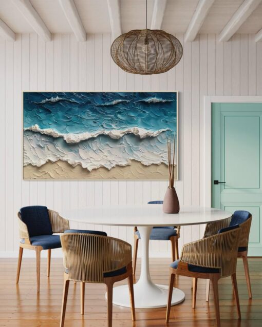 Coastal Layers: Textured Wave - Printed Canvas
