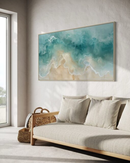 Lagoon Wave: Aerial Shoreline - Printed Canvas - Image 2