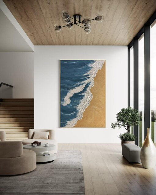 Golden Coastline: Ocean Wave Motion - Artwork