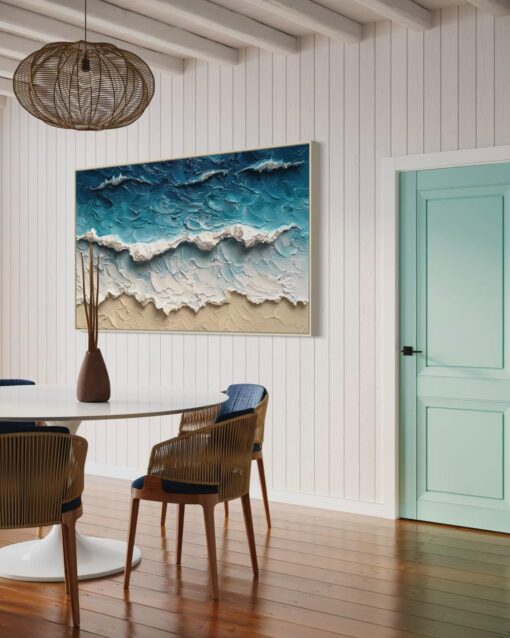 Coastal Layers: Textured Wave - Printed Canvas - Image 2
