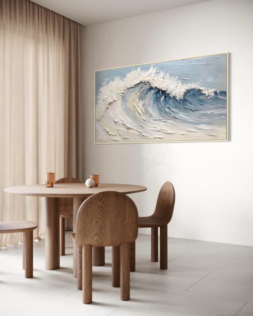 Ivory Wave: Ocean Motion - Printed Canvas - Image 2