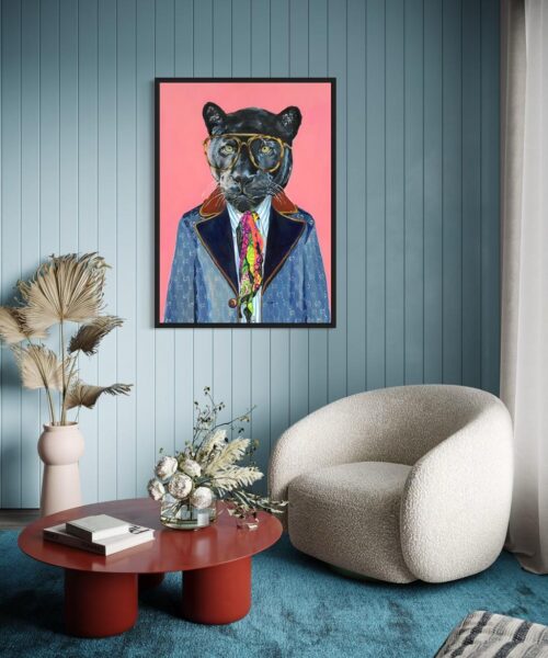 Panther Vogue: Luxe Glass Frame Art