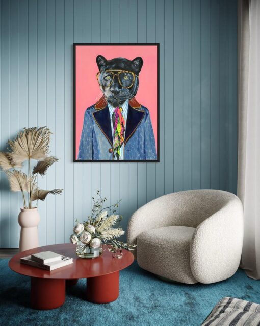 Panther Vogue: Luxe Glass Frame Art