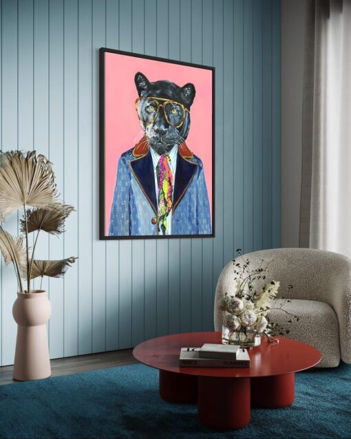 Panther Vogue: Luxe Glass Frame Art - Image 2